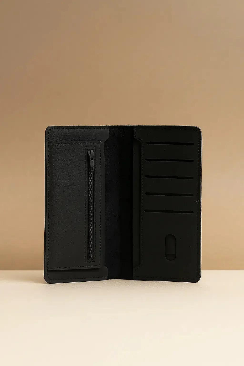 Minimalist Jet Black Leather Card/Passport Holder - Image 5