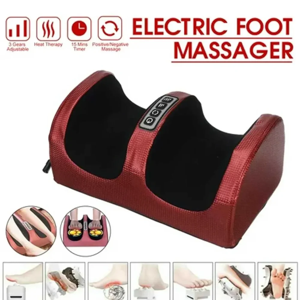 "Electric Foot Massager with Infrared Heating & Deep Kneading | 3-Speed Shiatsu Therapy for Pain Relief & Relaxation"