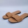 Women's Beige Braided Leather Slides Casual Flat Shoes - Image 2