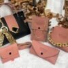 4-Piece Leather Handbag Set for Girls Maroon Black Brown - Image 5