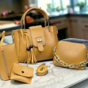4-Piece Leather Handbag Set for Girls Maroon Black Brown