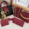 4-Piece Leather Handbag Set for Girls Maroon Black Brown - Image 3