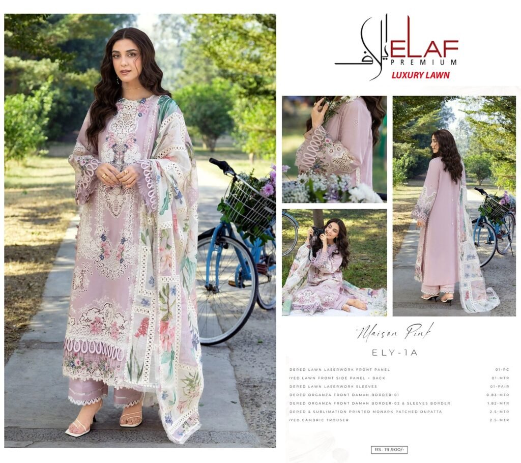 1_luxury lawn Embroidery Suit by ELAF Premium.