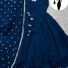 Blue V-Neck Maxi Suit 3Pcs With Lace Dupatta - Image 3