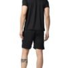 Men Printed Dri Fit Tracksuit Black Greek Key Shorts Set - Image 2