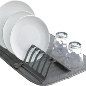 Dish Drying Rack with Absorbent Microfiber Mat Kitchen Dish Drainer Drying Stand