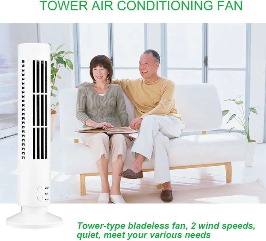 USB Portable Air Conditioner Mini Bladeless Tower Fan 3 Speed Desktop Cooling Fan - Image 3